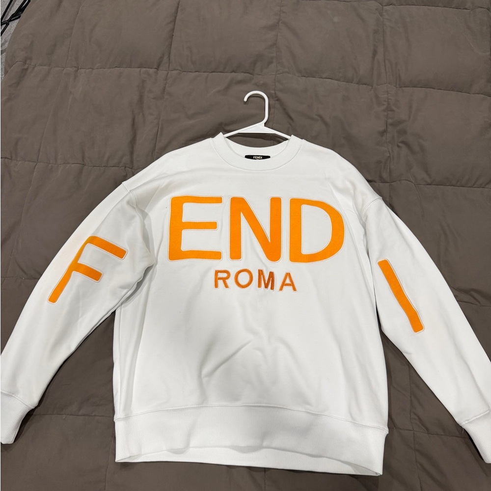 Fendi White Sweater with Vibrant Orange Accents